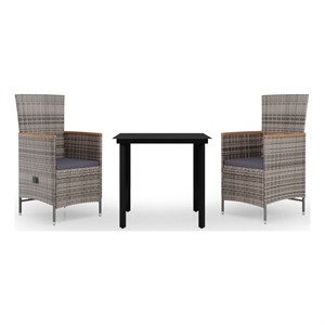 Afuera Living PE Rattan Standard Foldable Garden Dining Set in Gray and Black