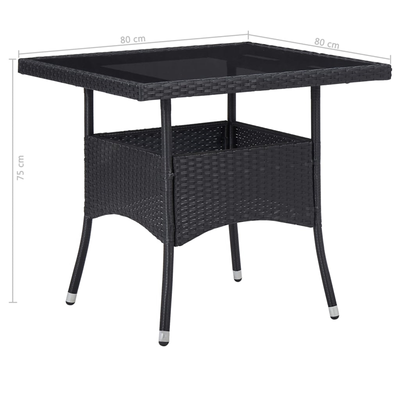 Afuera Living Poly Rattan 5 Piec Dining Set in Black with Removable Covers