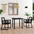 Afuera Living PVC Rattan/Powder-Coated Steel/Glass Medium Dining Set in Black