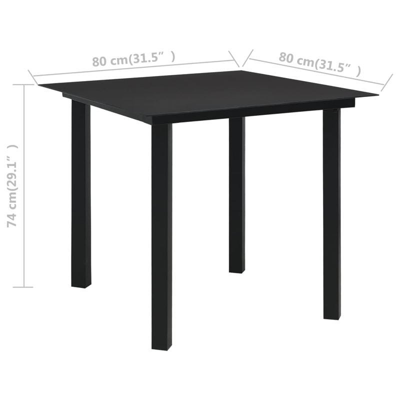 Afuera Living PVC Rattan/Powder-Coated Steel/Glass Medium Dining Set in Black