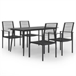Afuera Living Powder-Coated Steel/PVC Hollow Rattan/Glass Dining Set in Black