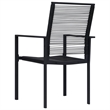 Afuera Living Powder-Coated Steel/PVC Hollow Rattan/Glass Dining Set in Black