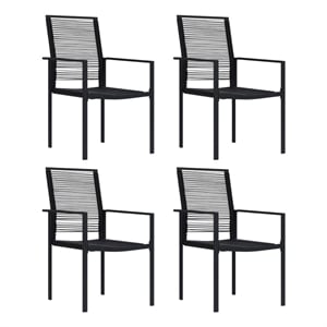 Afuera Living Powder-Coated Steel/PVC Hollow Rattan/Glass Dining Set in Black
