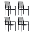 Afuera Living Powder-Coated Steel/PVC Hollow Rattan/Glass Dining Set in Black