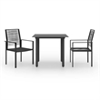 Afuera Living Dining Set in Black Glass/Powder-Coated Steel/PVC Hollow Rattan