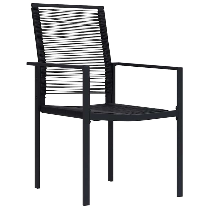 Afuera Living Dining Set in Black Glass/Powder-Coated Steel/PVC Hollow Rattan