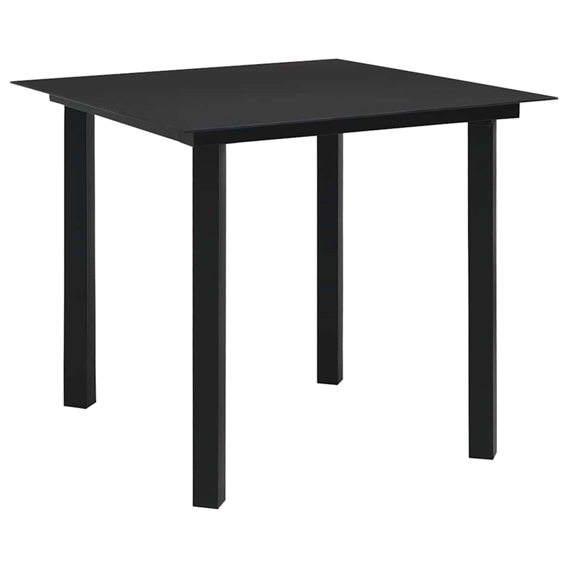 Afuera Living Dining Set in Black Glass/Powder-Coated Steel/PVC Hollow Rattan