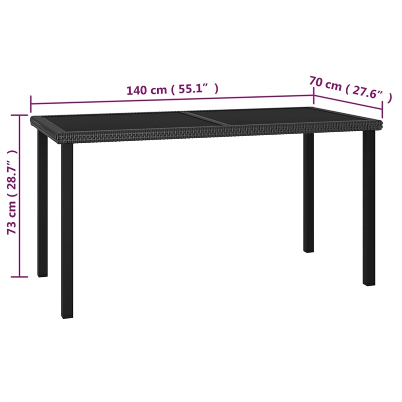 Afuera Living Dining Set in Black/Cream Poly Rattan/Powder-Coated Steel/Glass
