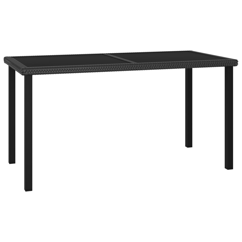 Afuera Living Dining Set in Black/Cream Poly Rattan/Powder-Coated Steel/Glass
