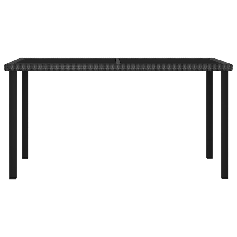 Afuera Living Dining Set in Black/Cream Poly Rattan/Powder-Coated Steel/Glass