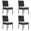 Afuera Living Dining Set in Black/Cream Poly Rattan/Powder-Coated Steel/Glass