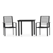 Afuera Living Powder-Coated Steel/PVC Hollow Rattan/Glass Dining Set in Black