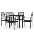 Afuera Living Powder-Coated Steel/PVC Hollow Rattan/Glass Dining Set in Black