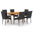 Afuera Living Solid Acacia Wood Standard Stackable Dining Set in Black