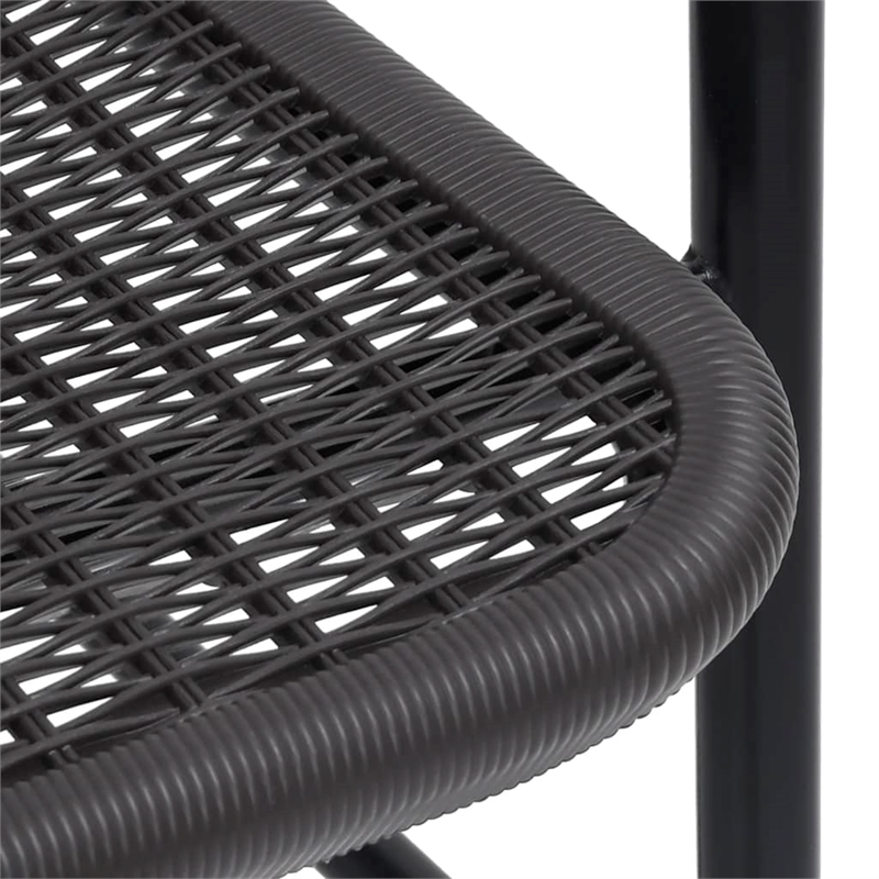 Afuera Living Tempered Glass/Plastic Rattan Garden Dining Set in Black
