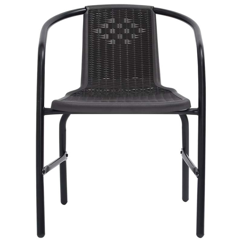 Afuera Living Tempered Glass/Plastic Rattan Garden Dining Set in Black