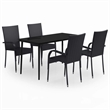 Afuera Living PE Rattan/Powder-Coated Steel Garden Dining Set in Black