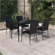 Afuera Living PE Rattan/Powder-Coated Steel Garden Dining Set in Black