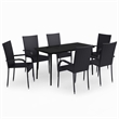 Afuera Living PE Rattan/Powder-Coated Steel Garden Dining Set in Black