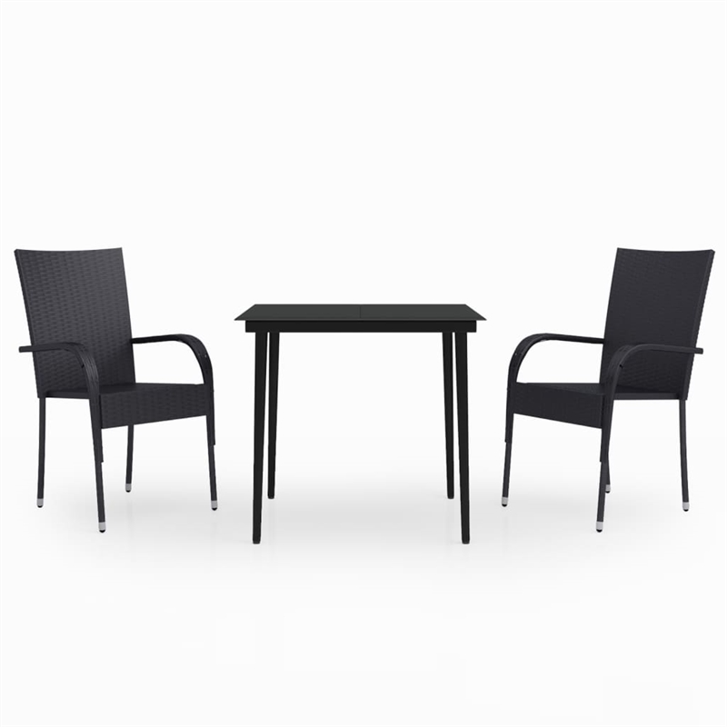 Afuera Living PE Rattan/Powder-Coated Steel Garden Dining Set in Black