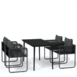 Afuera Living Powder-Coated Steel/PE Rattan Garden Dining Set in Black
