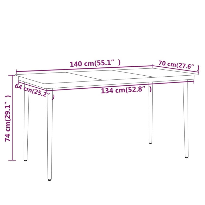 Afuera Living Powder-Coated Steel/PE Rattan Garden Dining Set in Black