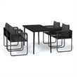Afuera Living Powder-Coated Steel/PE Rattan Garden Dining Set in Black