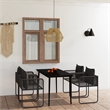 Afuera Living Powder-Coated Steel/PE Rattan Garden Dining Set in Black