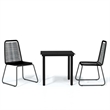 Afuera Living Powder-Coated Steel/PE Rattan Garden Dining Set in Black