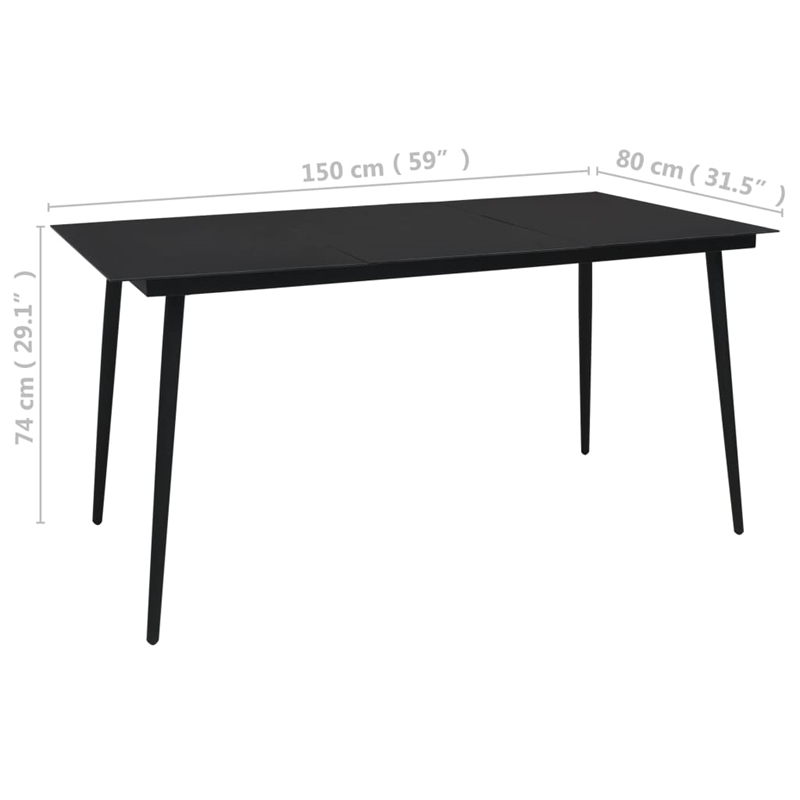 Afuera Living PVC Rattan/Powder-Coated Steel/Glass Dining Set in Black