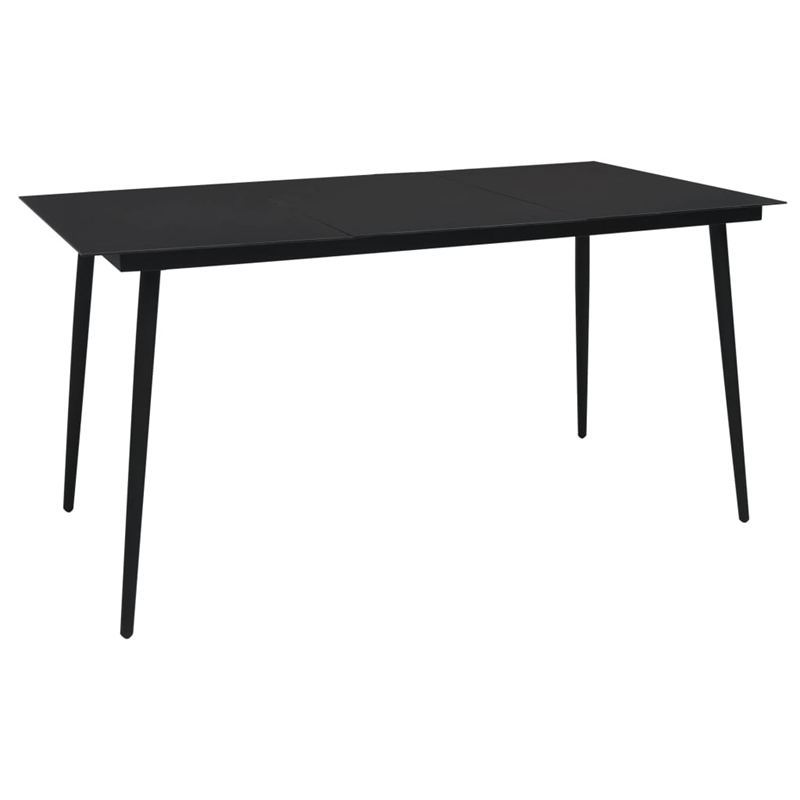 Afuera Living PVC Rattan/Powder-Coated Steel/Glass Dining Set in Black