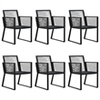 Afuera Living PVC Rattan/Powder-Coated Steel/Glass Dining Set in Black