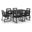 Afuera Living PVC Rattan/Powder-Coated Steel/Glass Dining Set in Black