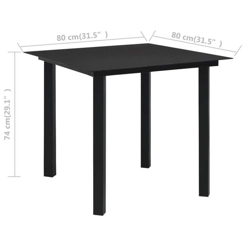 Afuera Living PVC Rattan/Powder-Coated Steel/Glass Dining Set in Black