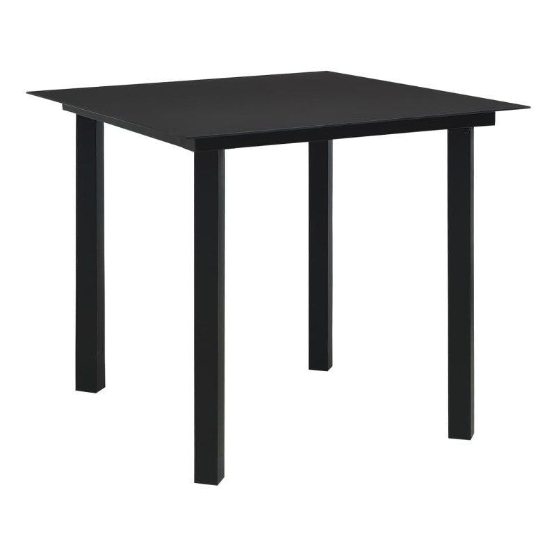 Afuera Living PVC Rattan/Powder-Coated Steel/Glass Dining Set in Black