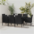 Afuera Living Garden Dining Set in Black Poly Rattan/Steel/Glass Large