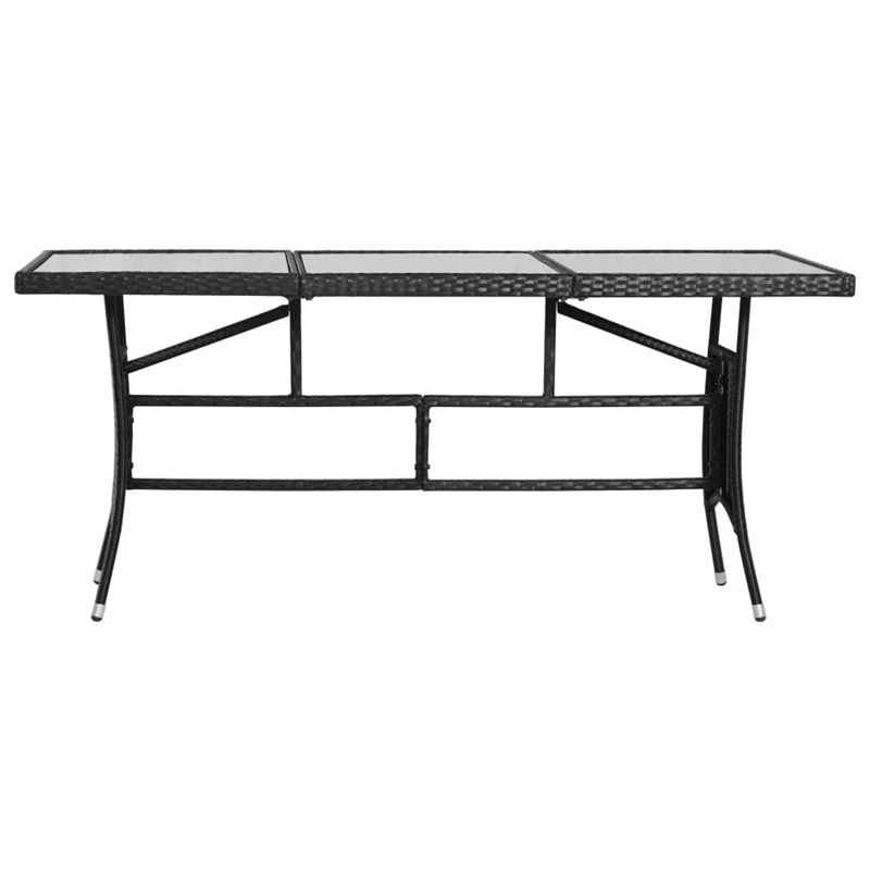 Afuera Living Garden Dining Set in Black Poly Rattan/Steel/Glass Large