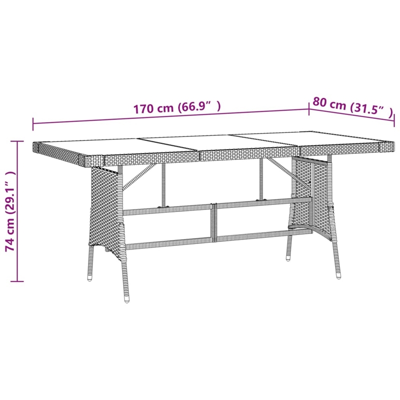 Afuera Living Garden Dining Set in Black Poly Rattan/Steel/Glass Large