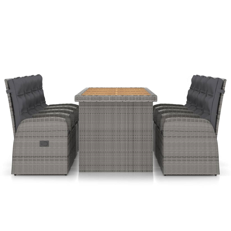 Afuera Living Outdoor Dining Set in Gray Poly Rattan/Dark Gray Cushion