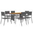 Afuera Living PE Rattan & Solid Acacia Wood Outdoor Dining Set in Gray