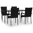 Afuera Living Poly Rattan Standard Foldable Garden Dining Set in Black