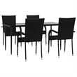 Afuera Living Poly Rattan Standard Foldable Garden Dining Set in Black