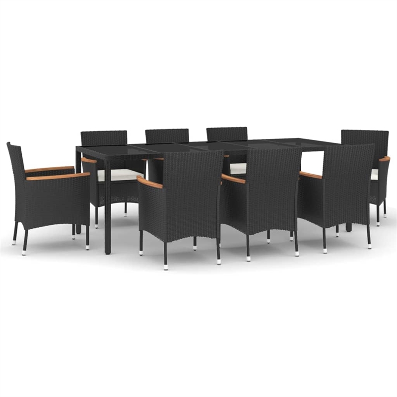 Afuera Living PE Rattan 9 Piece Set Durable Garden Dining Set in Black