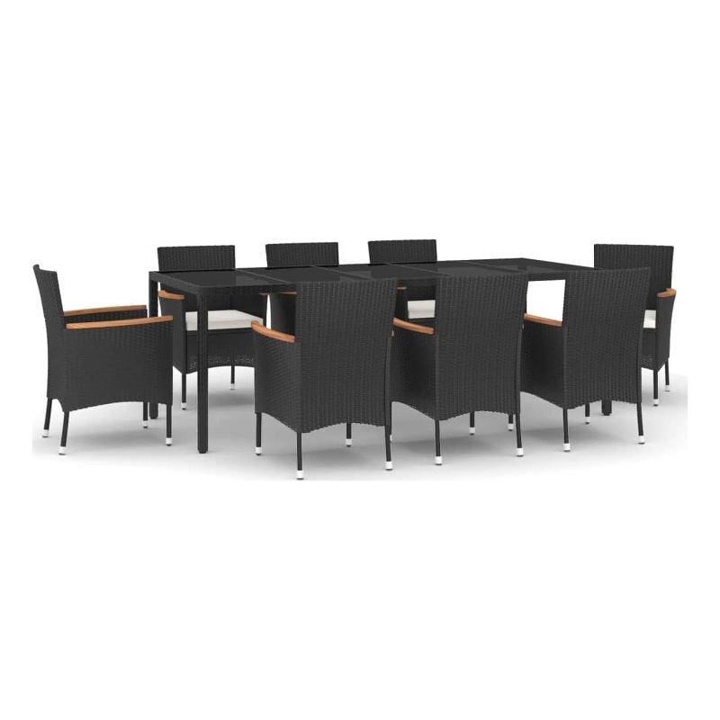 Afuera Living PE Rattan 9 Piece Set Durable Garden Dining Set in Black