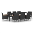 Afuera Living PE Rattan 9 Piece Set Durable Garden Dining Set in Black