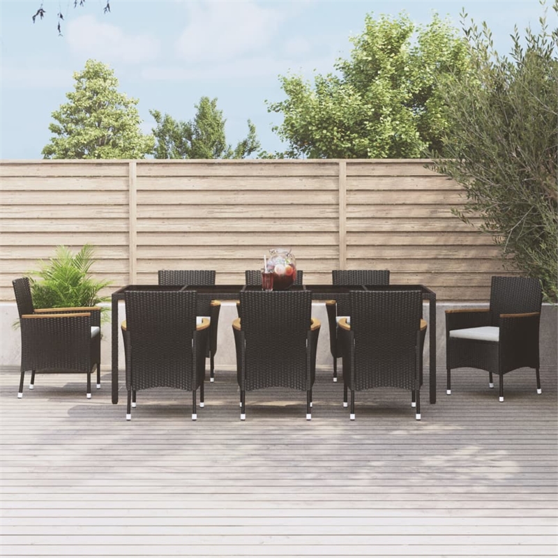 Afuera Living PE Rattan 9 Piece Set Durable Garden Dining Set in Black