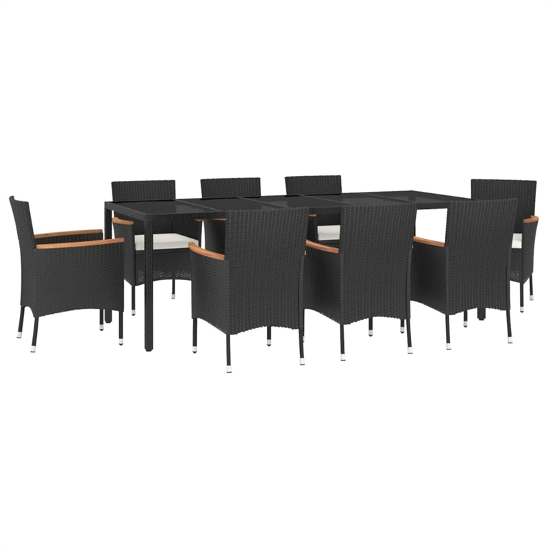 Afuera Living PE Rattan 9 Piece Set Durable Garden Dining Set in Black