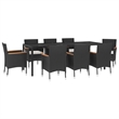 Afuera Living PE Rattan 9 Piece Set Durable Garden Dining Set in Black