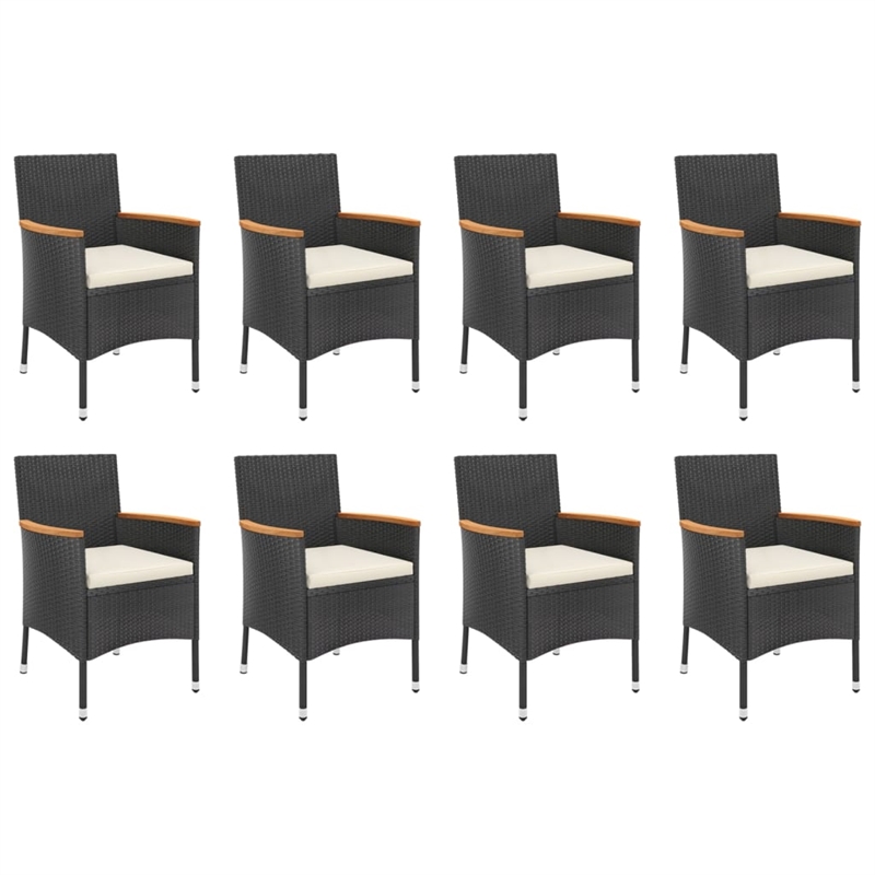 Afuera Living PE Rattan 9 Piece Set Durable Garden Dining Set in Black