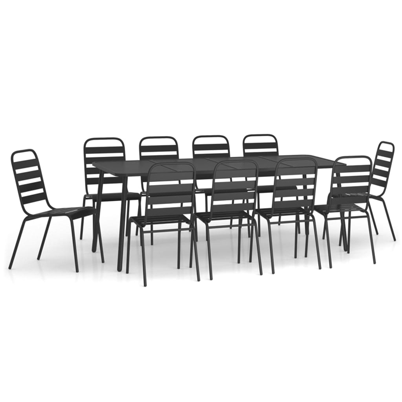 Afuera Living Steel Large Stackable Garden Dining Set in Anthracite/Gray